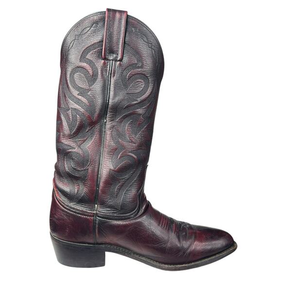 Vintage Dan Post Men’s Black Cherry Cowboy Boot Size US 8 D - Picture 4 of 10